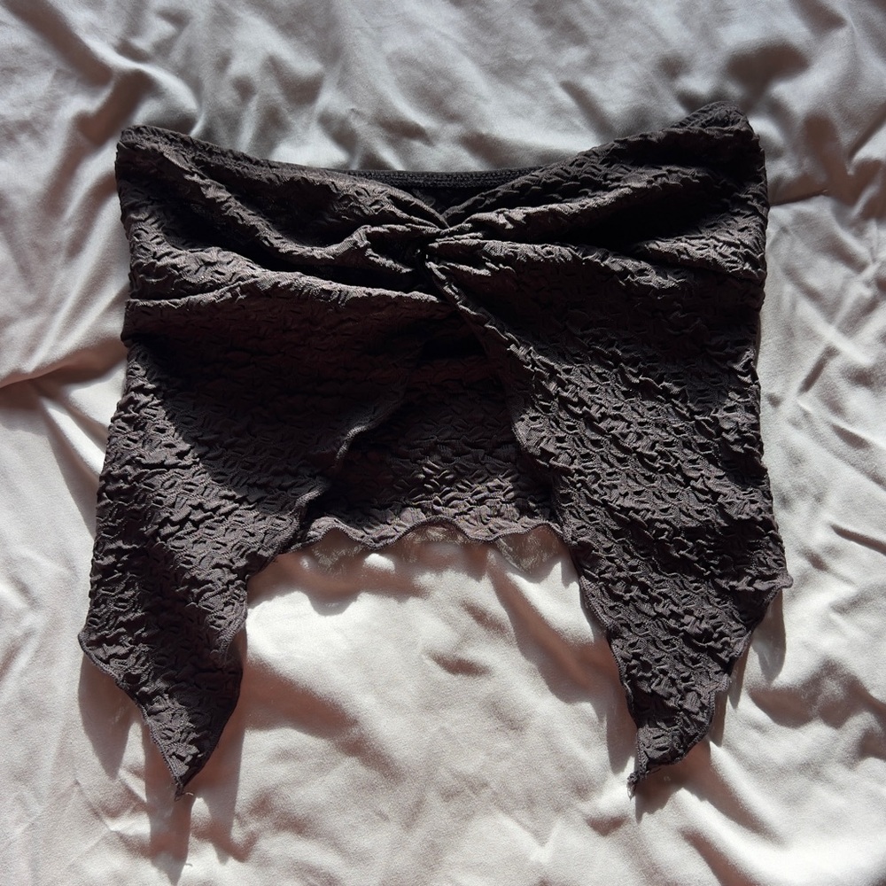 Brown Textured Bandeau Top